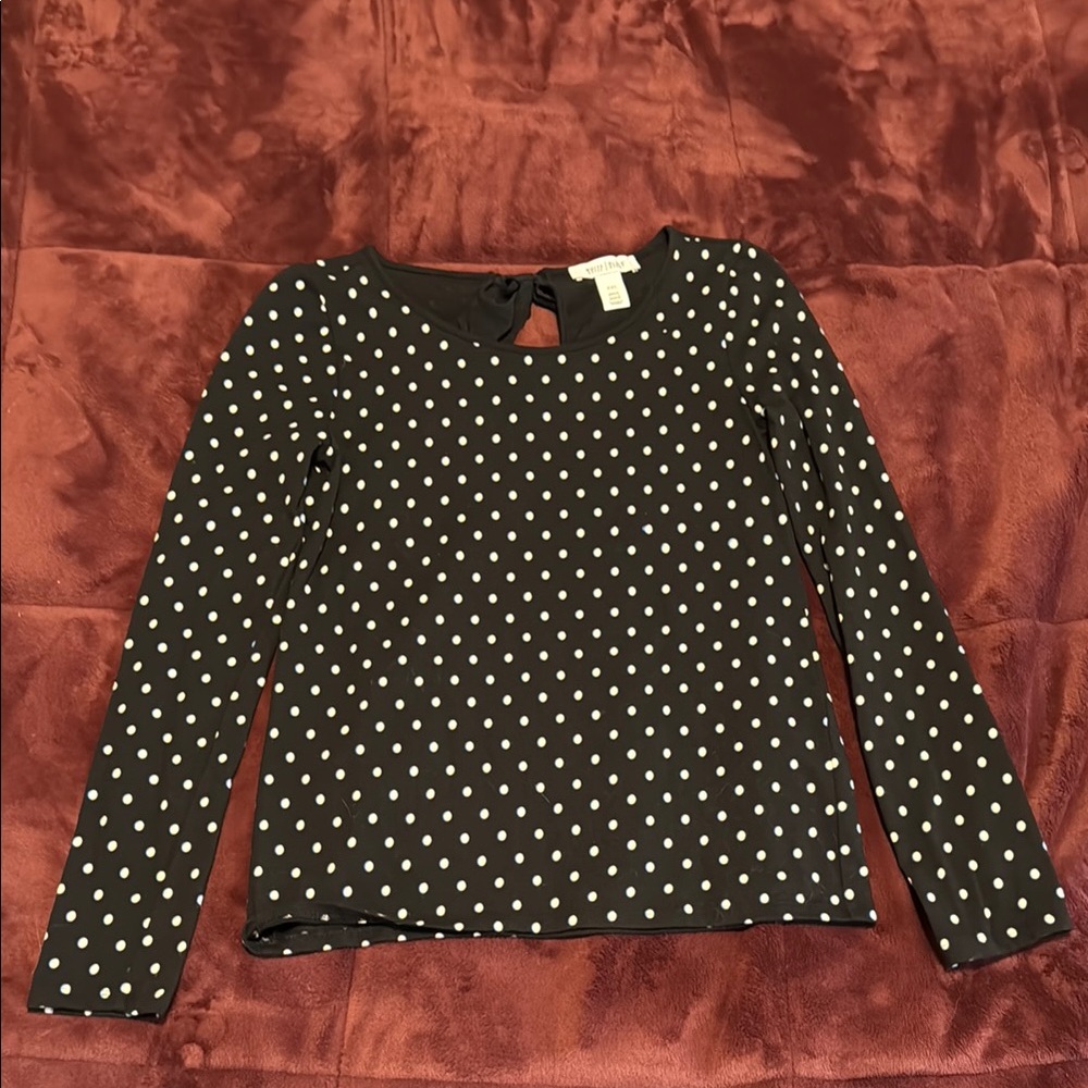 White House Black Market Black and White Long Sleeve Bow Back Sweater